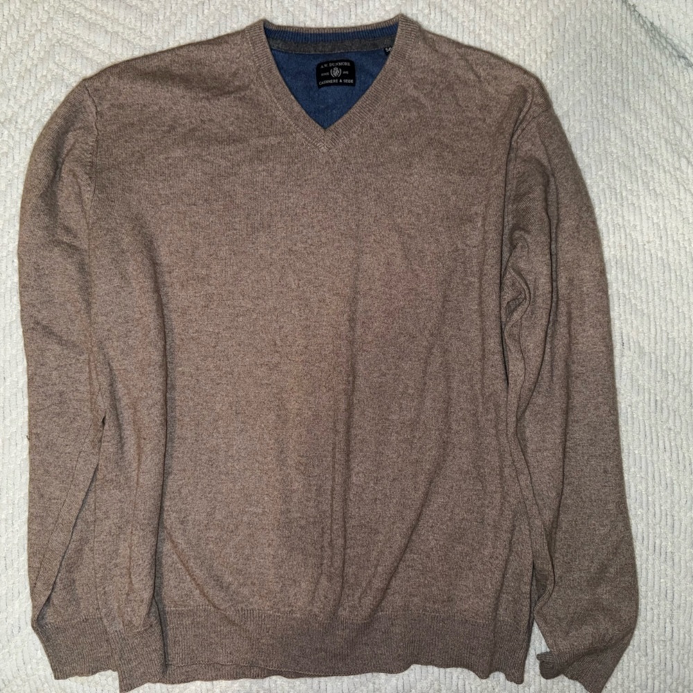 A.W. Dunmore Men’s Seide & Cashmere V-Neck Sweater - Size 56 (US XL)